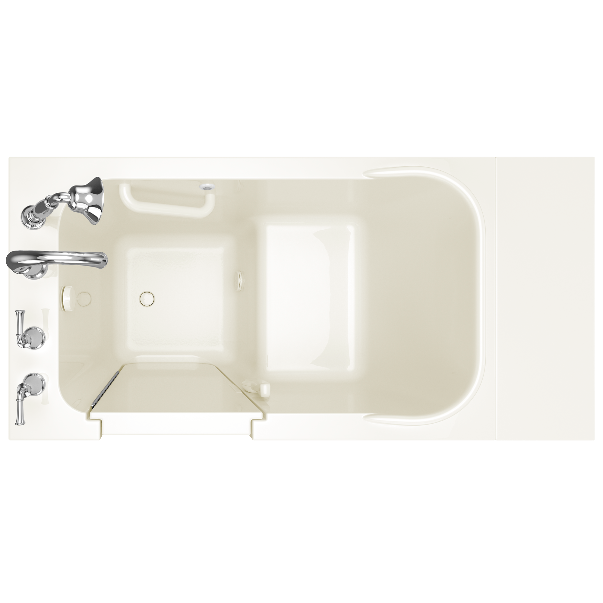 Gelcoat Value Series 28 x 48 Inch Walk in Tub With Soaker System   Left Hand Drain With Faucet WIB LINEN